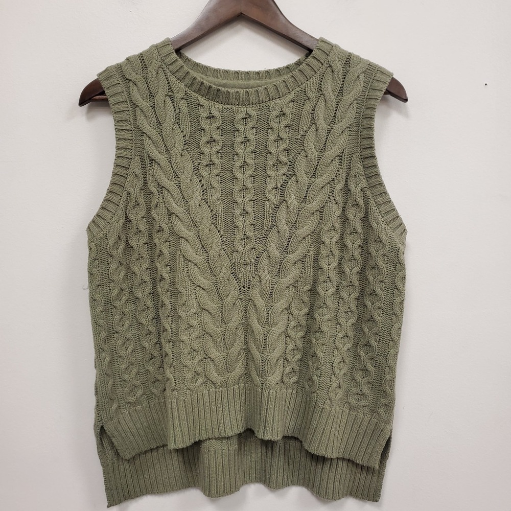 Nicole Miller Womens Cableknit Sweater Vest Size M Old Money Academia Tennis